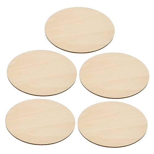 DECORNIJIA 5Stücke Runde Holzscheiben Unvollendete Holzplatten für DIY Handwerk Hochwertigem Holzmaterial für Geschenketiketten und Natürliche von DECORNIJIA
