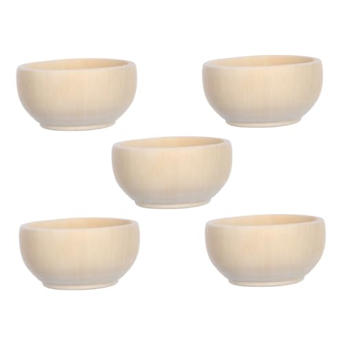 DECORNIJIA 5Stücke Teiliges Mini Holzschalen für DIY Bastelprojekte Unvollendete Holzspielzeuge zur Dekoration Zartes Holzspielzeug für Kinderaktivitäten von DECORNIJIA