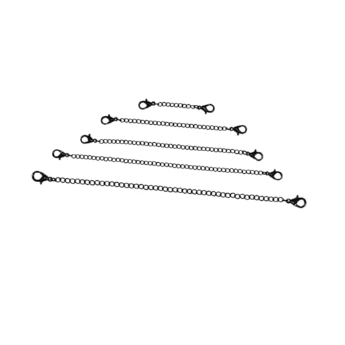 DECORNIJIA 5Stücke Verlängerungskette mit Karabiner Kettenverlängerer für Schmuckherstellung Schwarz Langlebig und Einfach zu Verbinden für Armbänder von DECORNIJIA