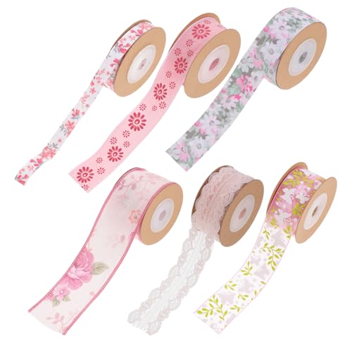 DECORNIJIA 6 Rollen Polyester Geschenkband mit Blumenmuster Beidseitig Bedruckt Vielseitiges Zuschneidbares Bastelband für Geschenkverpackung Festivaldeko und DIY Waschbar Langlebig und DECORNIJIA 6 Rollen Polyester Geschenkband mit Blumenmuster Beidseitig Bedruckt Vielseitiges Zuschneidbares Bastelband für Geschenkverpackung Festivaldeko und DIY Waschbar Langlebig und von DECORNIJIA