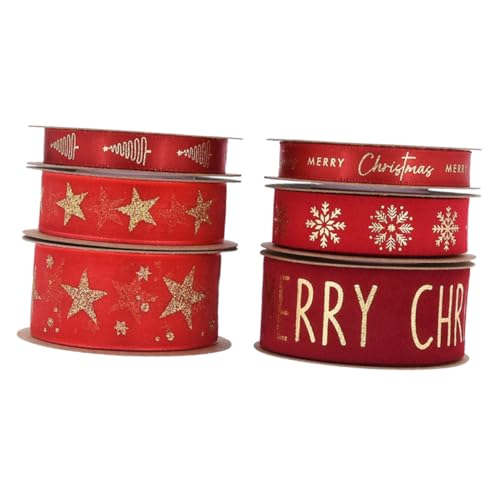 DECORNIJIA 6 Rollen Rotes Satinband mit Goldener Folienprägung Breites Glitzergeschenkband für Weihnachtsgeschenkverpackung Vielseitiges Bastelband für Festdekorationen Hochzeits und Party DECORNIJIA 6 Rollen Rotes Satinband mit Goldener Folienprägung Breites Glitzergeschenkband für Weihnachtsgeschenkverpackung Vielseitiges Bastelband für Festdekorationen Hochzeits und Party von DECORNIJIA