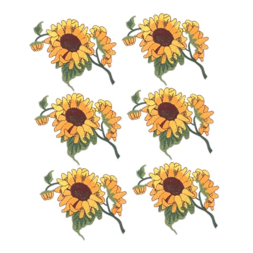 DECORNIJIA 6 Stück Bestickte Sonnenblumen Bügelflicken für Jeans Kleidung Rucksäcke DIY Applikationen zum Aufbügeln zur Dekoration und Reparatur von Jacken Hosen Taschen von DECORNIJIA
