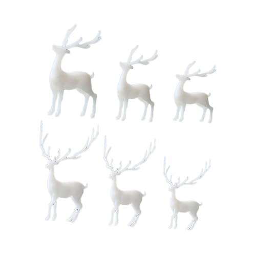 DECORNIJIA 6 Stück Kristall Epoxidharz Füller Elk Figuren Teiliges Dreidimensionale DIY Landschaftsdeko Lebensechte Weiße Elch Ornamente Geeignet für Modellbau und Handwerk von DECORNIJIA