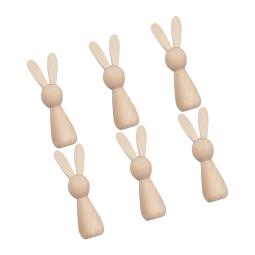 DECORNIJIA 6 Stück Teiliges Holzhasen zum Bemalen Robuste DIY Osterkaninchen Figuren aus Holz Vielseitige Dekoration für Tisch Garten Kreative Bastelprojekte Langlebige Holzfiguren für von DECORNIJIA