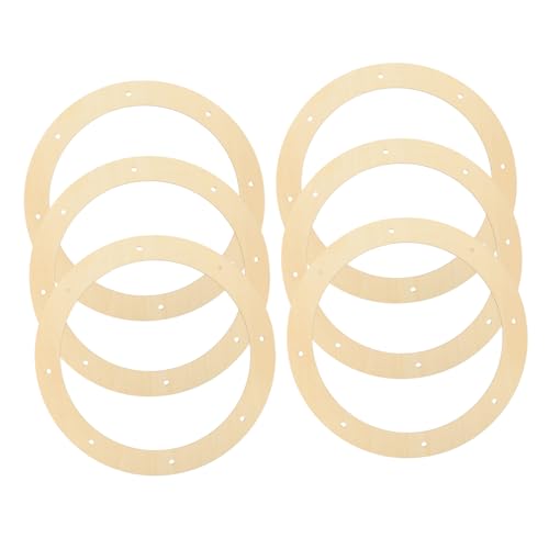 DECORNIJIA 6 Stück Teiliges Holzringe Wreath Form Langlebigem Holz mit Vorgestanzten Löchern zum Basteln von DIY Blumenkränzen für Weihnachten Neujahr und Festtagsdekoration von DECORNIJIA