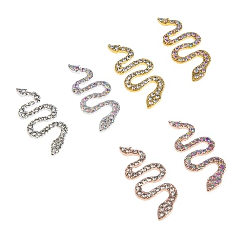 DECORNIJIA 6 Stück Teiliges Nagel Charms Schlangen designs aus Metall mit Strasssteinen in Silber Gold Roségold für DIY Nagelkunst Nageldekorationen Zubehör für Natürliche und Künstliche DECORNIJIA 6 Stück Teiliges Nagel Charms Schlangen designs aus Metall mit Strasssteinen in Silber Gold Roségold für DIY Nagelkunst Nageldekorationen Zubehör für Natürliche und Künstliche von DECORNIJIA