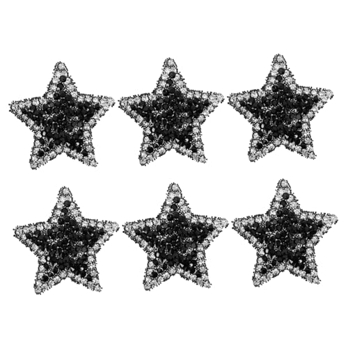 DECORNIJIA 6 Stück Teiliges Sternförmiges Bügelflicken mit Glitzer Selbstklebende DIY Patches für Kleidung und Taschen Nähapplikationen zum Aufbügeln und Verzieren Schwarz DECORNIJIA 6 Stück Teiliges Sternförmiges Bügelflicken mit Glitzer Selbstklebende DIY Patches für Kleidung und Taschen Nähapplikationen zum Aufbügeln und Verzieren Schwarz von DECORNIJIA
