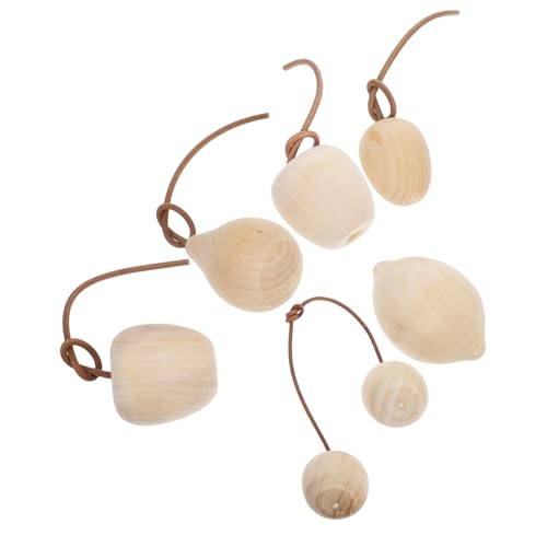DECORNIJIA 6 Stück Teiliges Unbemalte Holzfrüchte DIY Bastelset für Kreative Wohnraumdekoration Leichte Handliche Obstanhänger zum Bemalen für Erwachsene Vielseitige Deko für Regal und von DECORNIJIA