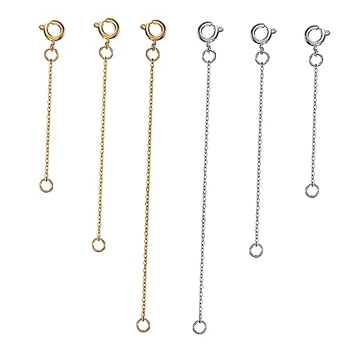 DECORNIJIA 6 Stück Teiliges Verlängerungsketten für Damen und Armbandverlängerungen mit Verschlüssen Geeignet für Schmuckherstellung Gold und Platin von DECORNIJIA