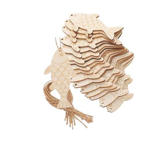DECORNIJIA 60 Stück Teiliges Holz Fisch Anhänger Naturbelassene Holzfische zum Bemalen Robuste Fischanhänger für Diy Bastelprojekte Küsten Dekoration für Strandmotive von DECORNIJIA