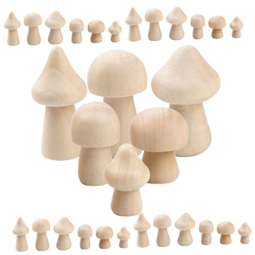 DECORNIJIA 60 Stück Teiliges Unbemaltes Holzpilz bastelset für Naturbelassene DIY Holzpilze mit Glatter Oberfläche Leicht und Sicher zum Bemalen und Kreativen Dekorieren von Kinderzimmern von DECORNIJIA