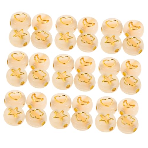 DECORNIJIA 600 Stück Leuchtende Acrylperlen Glow in The Dark Stern Mond Herz Blüten Spacer Beads Flach Leichte DIY Schmuckperlen für Armband Halskette Basteln von DECORNIJIA
