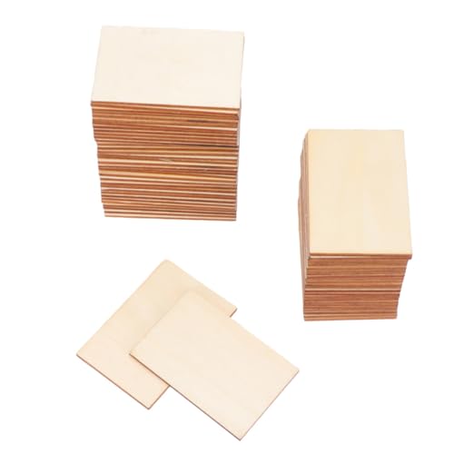 DECORNIJIA 60Stücke DIY Holzscheiben Rechteckige Holzplättchen für Kunsthandwerk Unbehandelte Holzscheiben für Tischdeko Hochzeitsdeko und Bastelprojekte von DECORNIJIA
