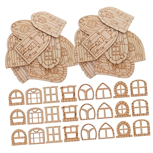 DECORNIJIA 64Stücke Mini Gartentüren Holz Unvollendete Feenhaustüren für DIY Bastelarbeiten Dekoration für Feengärten und Miniaturhausgestaltung Vielseitig Gestaltbar von DECORNIJIA