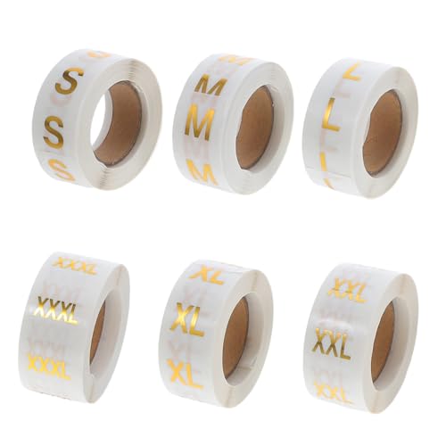 DECORNIJIA 6Rollen Kleidung Größenetiketten S Rund Goldprägung Transparente Basis Für Bekleidungsorganisation Lagerung Einzelhandel von DECORNIJIA