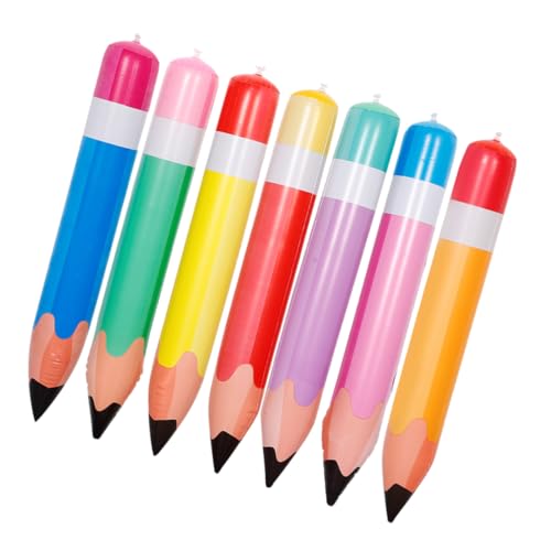 DECORNIJIA 7 Stück Teiliges Aufblasbare PVC Bleistifte Farben Große Hängende Dekoration für Schulanfang Geburtstag Kindergarten Langlebige Lustige Riesenballons für Klassenzimmer und Partys von DECORNIJIA
