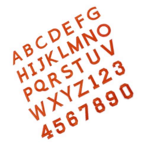 DECORNIJIA 72 Stück Teiliges Bügel patches mit Bestickten Buchstaben A z und Zahlen in Orange Vielseitige Aufnäher zum Aufbügeln für Kleidung Hosen Hüte Taschen Langlebig und Detailreich von DECORNIJIA