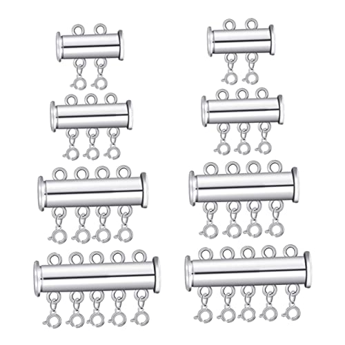 DECORNIJIA 8 Stück Schmuck Zubehör Schiebeverschluss mit Perlen für Armbänder und DIY Mehrsträngige Verbindung Silberne Buckle für Kreative Schmuckgestaltung von DECORNIJIA