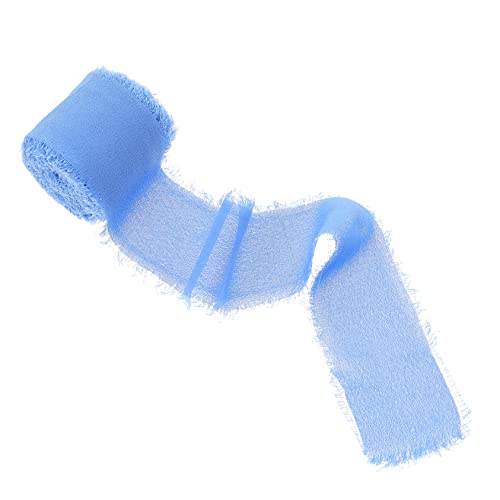 DECORNIJIA Bandbindungen Pastell Chiffon Stoff basteln haarband blaues Band zum Einwickeln für seidenband ribbon gartenarbeit Fransenband selber machen Blumenband selber machen Polyester Blue von DECORNIJIA
