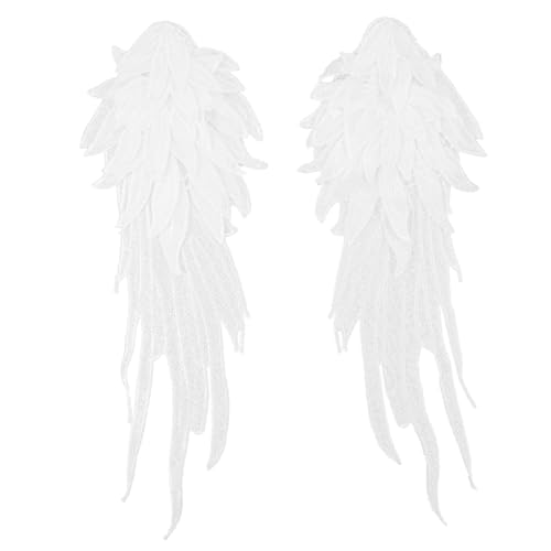 DECORNIJIA Bestickte Engelsflügel Applikation aus Weißer Spitze Vielseitige DIY Kleidungspatches zum Aufnähen und Aufbügeln Hautfreundlich Langlebig zur Individuellen Kleidungsdekoration von DECORNIJIA