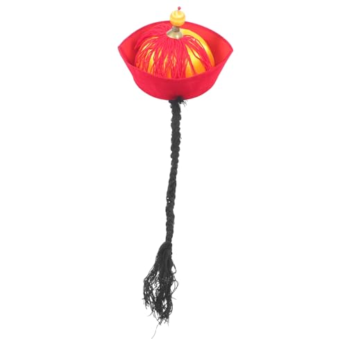 DECORNIJIA Chinesischer Kaiserhut Cosplay mit Zöpfen Orientalische Kostüm Mütze für Erwachsene Historisches Accessoire Leicht und Bequem von DECORNIJIA