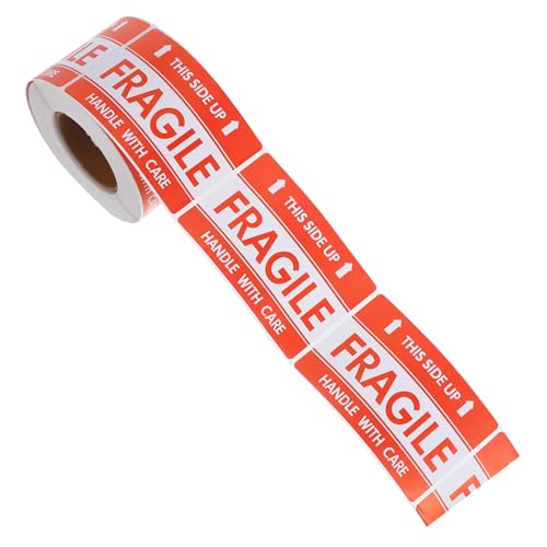 DECORNIJIA Fragile Aufkleber Rolle Hochvisibel Stark Haftend für Versand Lagerung Handhabung Warnetiketten für Zerbrechliche Rot von DECORNIJIA