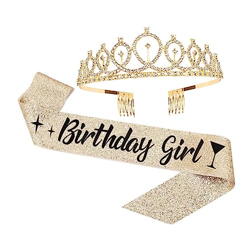 DECORNIJIA Geburtstags Set mit Tiara und Schärpe für Mädchen Funkelnde Krone und Schulterband für Unvergessliche Feiern und Besondere Anlässe Geburtstag Deko Accessoires von DECORNIJIA