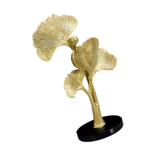 DECORNIJIA Ginkgo Desktop Dekoration aus Harz Einzigartiges Goldenes Ginkgo Ornament für Wohn und Bürodekoration Platzsparend Langlebig Vielseitig Einsetzbar von DECORNIJIA