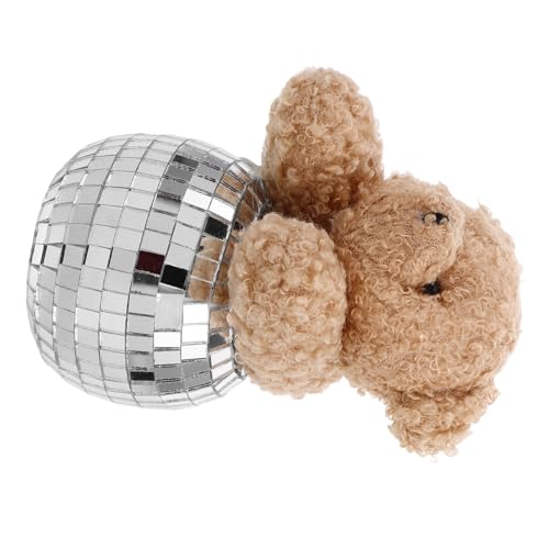 DECORNIJIA Glas Disco Bär Dekoration Tisch Deko mit Plüsch und Spiegeloberfläche Handgefertigtes Glas und Design Stimmungsvolles Partylicht für Disco Atmosphäre und Stilvolle von DECORNIJIA