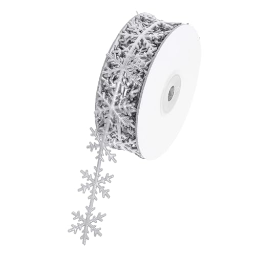 DECORNIJIA Gold Silber Schneeflockenband für DIY Schmuck Zubehör Festliches Geschenkband Vielseitiges Weihnachtsdeko Band Einfach Zuschneidbar für Bastelprojekte und Geschenkverpackungen von DECORNIJIA