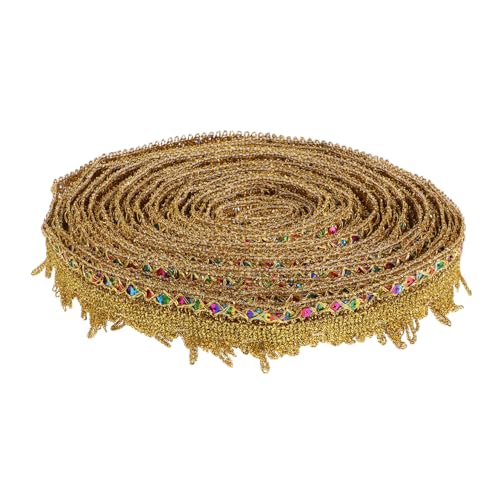DECORNIJIA Goldene Spitzenborte mit Pailletten Elastischer Spitzenbesatz für DIY Basteln Robuste Spitzenkante für Kostümverzierungen und Dekorationen DECORNIJIA Goldene Spitzenborte mit Pailletten Elastischer Spitzenbesatz für DIY Basteln Robuste Spitzenkante für Kostümverzierungen und Dekorationen von DECORNIJIA