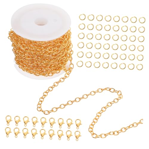 DECORNIJIA Goldfarbener Schmuckketten Karabinerverschlüssen und Biegeringen Robuste Metallkette für DIY Halsketten und Armbänder Langlebiges Material Einfaches Design für Vielseitige DECORNIJIA Goldfarbener Schmuckketten Karabinerverschlüssen und Biegeringen Robuste Metallkette für DIY Halsketten und Armbänder Langlebiges Material Einfaches Design für Vielseitige von DECORNIJIA