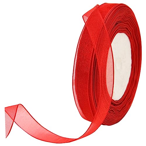 DECORNIJIA Gürtel Aus Schneegaze Satinband Zum Einwickeln Rosa Schleife Band Zum Verpacken Seidenband Geschenkverpackung Vorräte Bastelband Machen Geschenkverpackungsband Wickelband Rot Nylon von DECORNIJIA