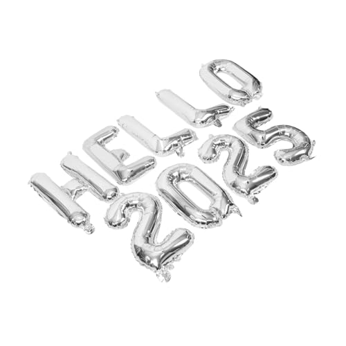 DECORNIJIA Hello Aluminium Folienballons Silberne Zahlen und Buchstabenballons Year Balloons Party Deko für Silvester Fest Wand und Tischdekoration von DECORNIJIA