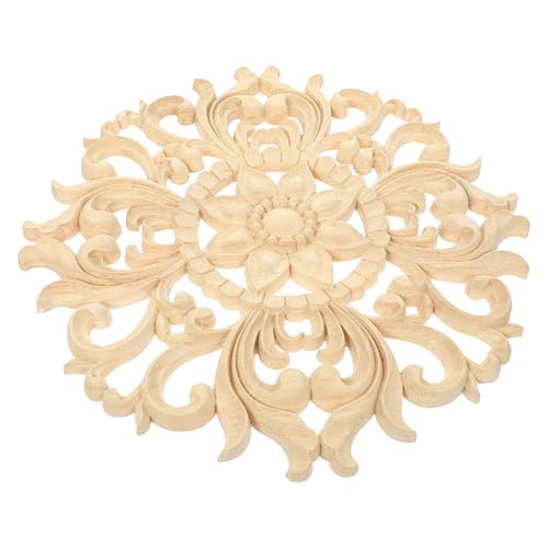DECORNIJIA Holz Geschnitztes Applikationsornament aus Sicherem Holz Unbemalte Blütenverzierung Dekoratives Möbel Türpaneel für DIY wand Möbelschmuck von DECORNIJIA