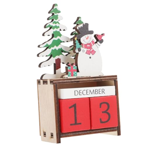 DECORNIJIA Holz Weihnachts Countdown Kalender Tischkalender Stabile Konstruktion Winterliche Dekoration Schneemann Design Festliche Wohnaccessoires Geschenkidee für Erwachsene von DECORNIJIA