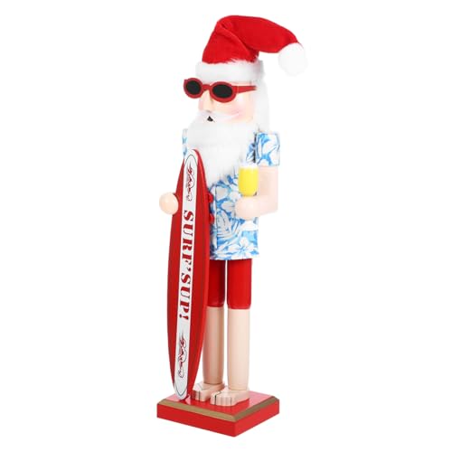 DECORNIJIA Holz Weihnachtsmann Deko Sommer Hawaii Strand Motiv Weihnachtsdekoration Weihnachtsfigur für Wohnzimmer Schlafzimmer Festliche Xmas Holzfigur von DECORNIJIA