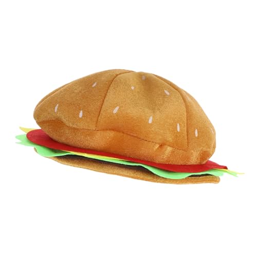 DECORNIJIA Lustige Burger Baskenmütze Gelb Cartoon Kostüm Party Hut Karneval Performance Kopfbedeckung Leicht Bequem Für Feier Cosplay von DECORNIJIA