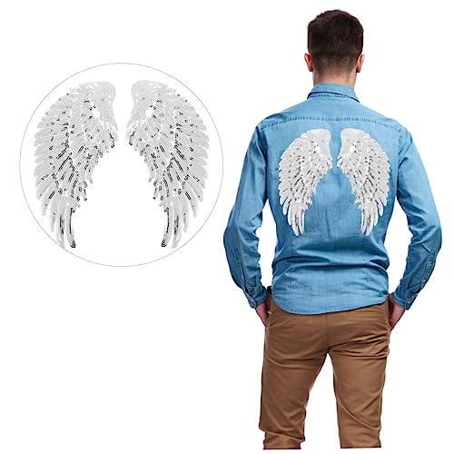 DECORNIJIA Pailletten Engelsflügel Aufnäher Set Silberne Glitzernde Flügel Applikation zum Aufnähen und Aufbügeln Langlebige Polyester und Paillettenverzierung für DIY Kleidung Jacken DECORNIJIA Pailletten Engelsflügel Aufnäher Set Silberne Glitzernde Flügel Applikation zum Aufnähen und Aufbügeln Langlebige Polyester und Paillettenverzierung für DIY Kleidung Jacken von DECORNIJIA