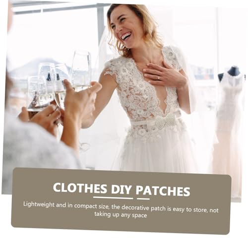DECORNIJIA Perlenbesetzte Schleifen applikation zum Aufbügeln Dekorativer Baumwollstoff patch für Kleidung Schuhe DIY Bastelprojekte Hautfreundlich und Langlebig für Kleider Rucksäcke von DECORNIJIA