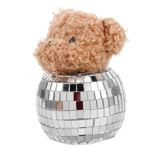 DECORNIJIA Reflektierender Disco Spiegelkugel Bär Dekoration aus Glas für Tischdeko Zuhause und Party Handgefertigtes Dekoratives Tierornament Stilvolles für Disco Geburtstagsfeier von DECORNIJIA