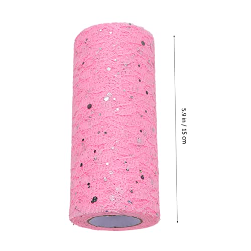 DECORNIJIA Rollen Mesh-Rolle Dekoration elegant Empfangsbedarf Doilien Tuch erröten aufdecken Abs Breite poly Tischläufer für die Party Hochzeit Tüll für Geschenkverpackung Spitze Tüll Rosa von DECORNIJIA