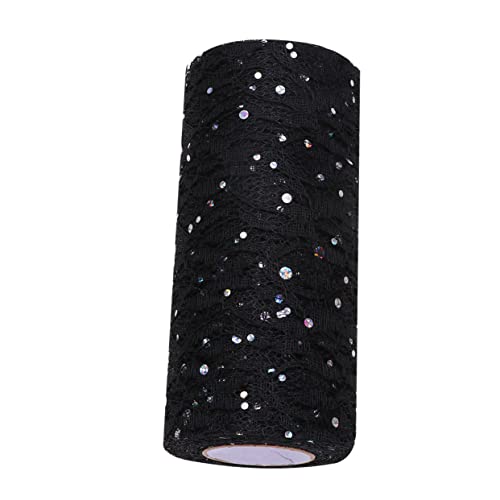 DECORNIJIA Rollen Mesh-rolle Partydekorationen Stoffspule Tüll Bachelorette Party Dekorationen Tüll Für Hochzeitsdekoration Hochzeitsbevorzugungen Funkelnder Tüll Esstischdekor Essen Schwarz von DECORNIJIA