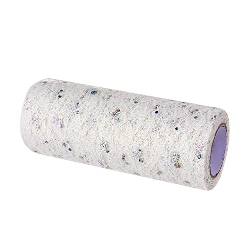 DECORNIJIA Rollen Tischdekorationsgarn Hochzeit Masse Tüll wickeln glänzend Bachelorette Party Dekorationen Tüll Hintergrund Vorhang mit Lichtern Junggesellinnenabschied Spitze Tüll Beige von DECORNIJIA