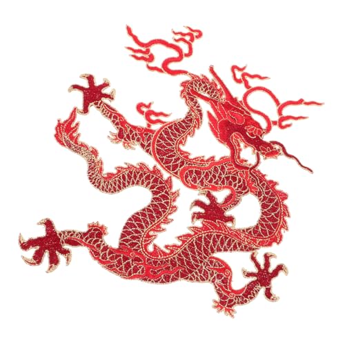 DECORNIJIA Roter Chinesischer Drachen Aufnäher zum Aufbügeln Große Bestickte Patch für Kleidung Reparatur und Dekoration Strapazierfähig Vielseitig für Jeans Taschen Jacken DIY Kleidung von DECORNIJIA