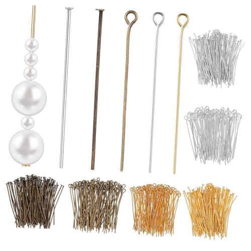DECORNIJIA Schmuckherstellung Werkzeug Beading Pins Flachkopf und Ösenstifte Eisen Draht Perlennadeln für DIY Schmuck in Silber Gold Antikkupfer DECORNIJIA Schmuckherstellung Werkzeug Beading Pins Flachkopf und Ösenstifte Eisen Draht Perlennadeln für DIY Schmuck in Silber Gold Antikkupfer von DECORNIJIA