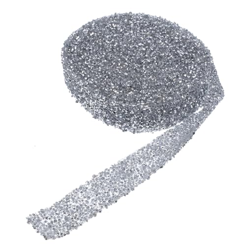 DECORNIJIA Selbstklebendes Strassband Breit Silberweiß Hitzeaktiviertes Kristall dekorband für Kleidung Schuhe Taschen DIY Basteln Langlebiges Glitzerndes Schmuckband Zuschneidbar Vielseitig von DECORNIJIA