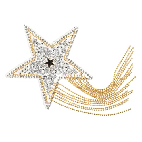 DECORNIJIA Strass Stern Applikation Bügelbild DIY Aufnäher für Kleidung Hut Tasche Langlebiger Harz Patch mit Glitzer Quasten Leichter Kompakter Stern Aufbügler für Textilien und Reparatur von DECORNIJIA