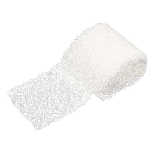 DECORNIJIA Stretch-spitze Dehnbar Stoff Elastischer Spitzenbesatz Stickerei Spitzenbesatz Spitzenband Blumenspitze Schleife Zubehör Bänder Zum Basteln Bunt Spitzenbesatzband Nylongarn Weiß von DECORNIJIA