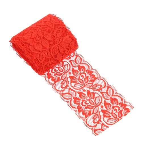 DECORNIJIA Stretch-spitze Schnürsenkel Spitzenapplikation Spitzenband Aus Stoff Bandspitze Spitzenkante Trimmen Dehnbar Schleife Hochzeit Breite Elastische Nähspitze Für Spandex-garn Rot von DECORNIJIA